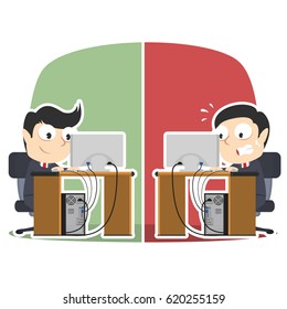 businessman working in different situation