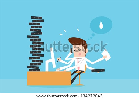 Businessman working hard