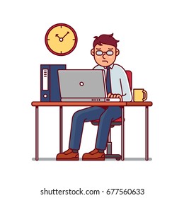 businessman working hard. flat style vector line illustration