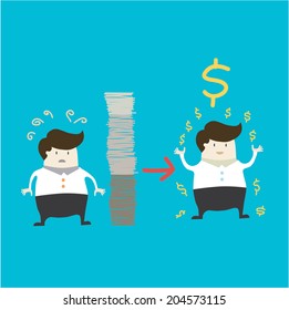 businessman working hard for the money