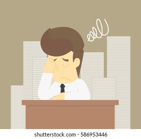 businessman working hard too. vector