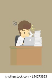 businessman working hard too.VECTOR