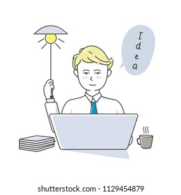 Businessman working at his desk and creating new idea