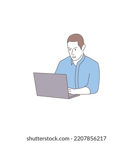 Businessman working at home with laptop