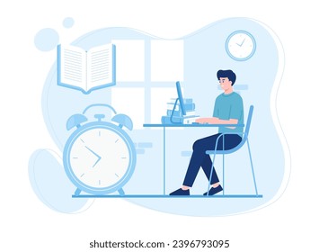 businessman working at home trending concept flat illustration