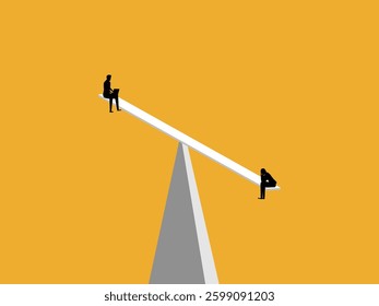 Businessman working with hopeless people on the balance board