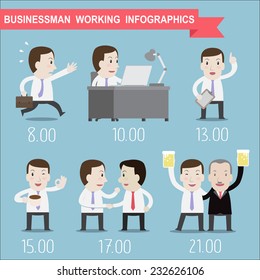 Businessman working info graphics - Vector 