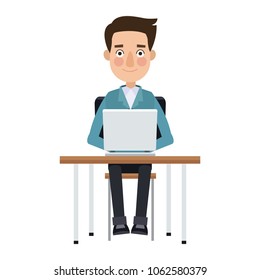 Businessman working with laptop