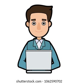 Businessman working with laptop