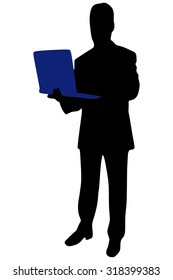 businessman working at laptop