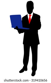 businessman working at laptop