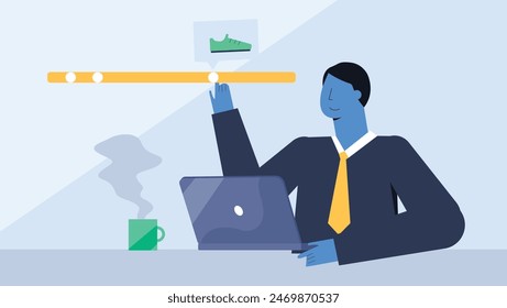 Businessman is working with laptop illustration