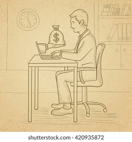 Businessman working in office.