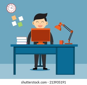 Businessman working in office hour  