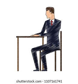 Businessman working in office scribble