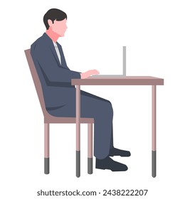 Businessman is working in the office. Vector illustration