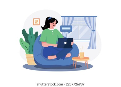 Businessman Working On A Bean Bag