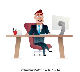 Businessman working on computer