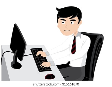 Businessman working on computer