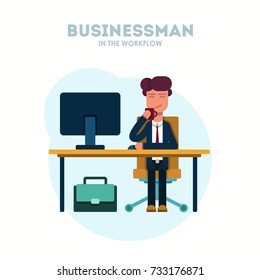 Businessman working on computer.