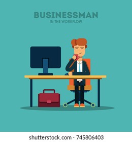 Businessman working on computer.
