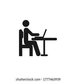 Businessman Working On Computer Icon Design Isolated On White Background. Vector Illustration