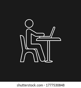 Businessman Working On Computer Icon Design Isolated On White Background. Vector Illustration