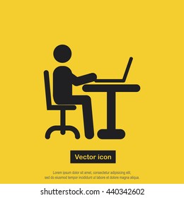 Businessman Working on Computer icon.Vector