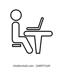 Businessman Working on Computer. Vector illustration