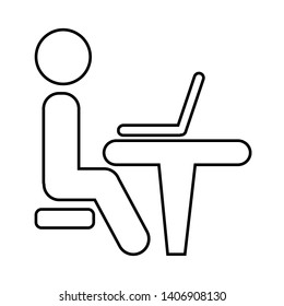 Businessman Working on Computer. Vector illustration.