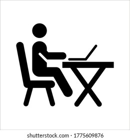 Businessman Working on Computer. Vector illustration