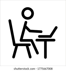 Empresario trabajando en informática. Ilustración del vector