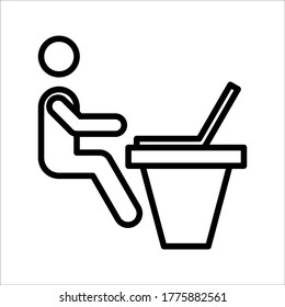 Businessman Working on Computer. Vector illustration