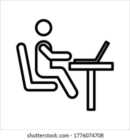 Businessman Working on Computer. Vector illustration