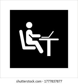 Geschäftsmann, der am Computer arbeitet. Vektorgrafik