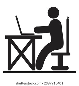 Businessman Working on Computer Vector illustration