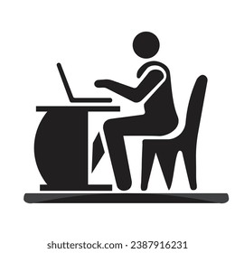 Businessman Working on Computer Vector illustration