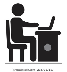 Businessman Working on Computer Vector illustration