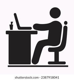  Businessman Working on Computer Vector illustration