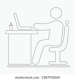 Businessman Working on Computer Vector illustration