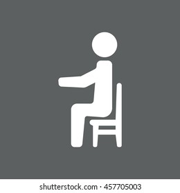 Businessman working on computer, vector, icon flat