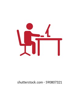 Businessman Working on Computer. Vector illustration icon