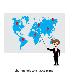 Businessman working on digital virtual screen, globalization marketing conceptual