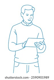 a businessman working on his tablet in the office