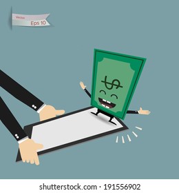 Businessman working on Internet banking on mobile device