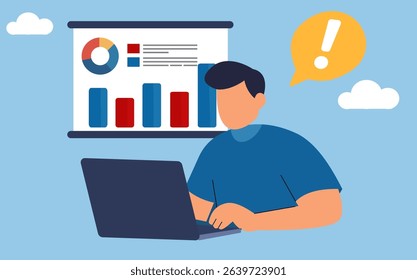 businessman working on laptop with chart and graph concept	