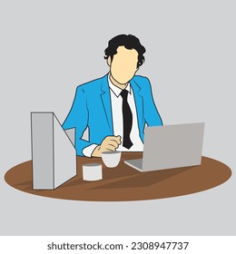 businessman working on a laptop computer on vector illustration