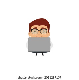 Businessman Working on laptop Flat Vector Cartoon Illustration 