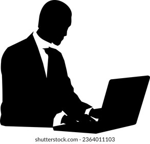 Businessman working on laptop on isolated with background