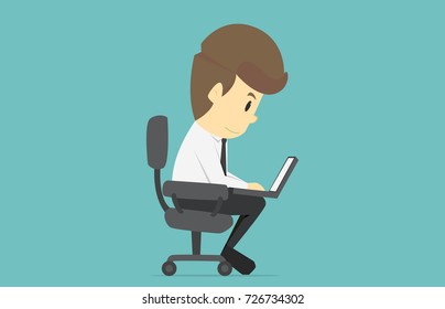 
Businessman working on notebook computer.Cartoon of business success is the concept of the man characters business, the mood of people, can be used as a background, infographics. illustration vector 